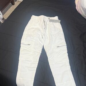 Tractr White Cargo Pants with Zipper Pockets